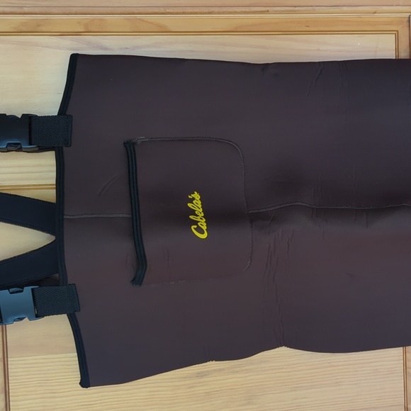 Cabela's Fishing Neoprene Chest Waders Bib Footed Stocking Overalls ML Brown - Picture 4 of 16